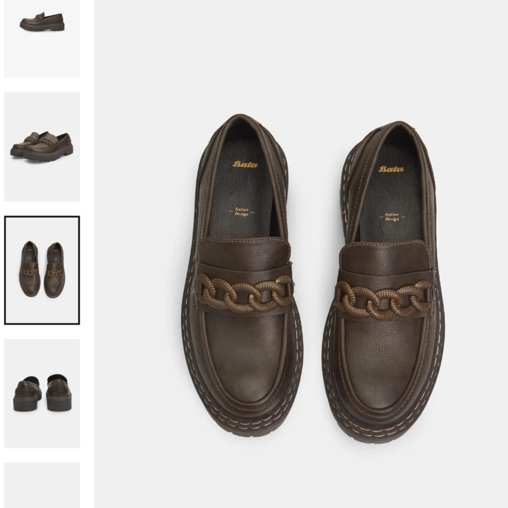 Bata Women's Brown Loafers with Chain Detail
